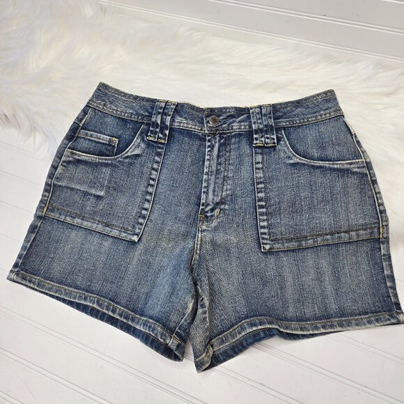 Northcrest Pants - Vintage NorthCrest Jean Shorts Women's Size 14 Blue Denim Flap Back Pockets NWT